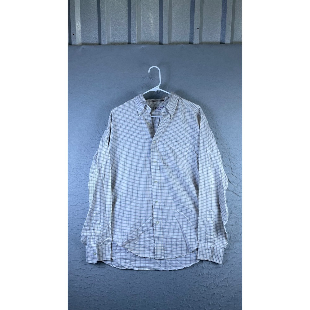 Jos. A. Bank Button Down Shirt Mens 16.5-36 White Tattersall Check Good L/S